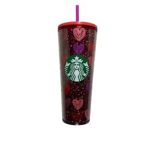 Starbucks 2022 Valentine's Day Red Glitter Heart Tumbler